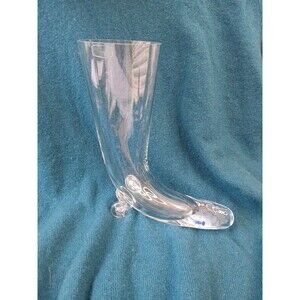 Krosno Poland Designer Series Clear Glass Horn of Plenty 7.5" Vase
